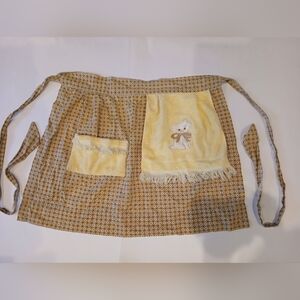 Handmade Half Waist Apron Brown Yellow Pocket Cat